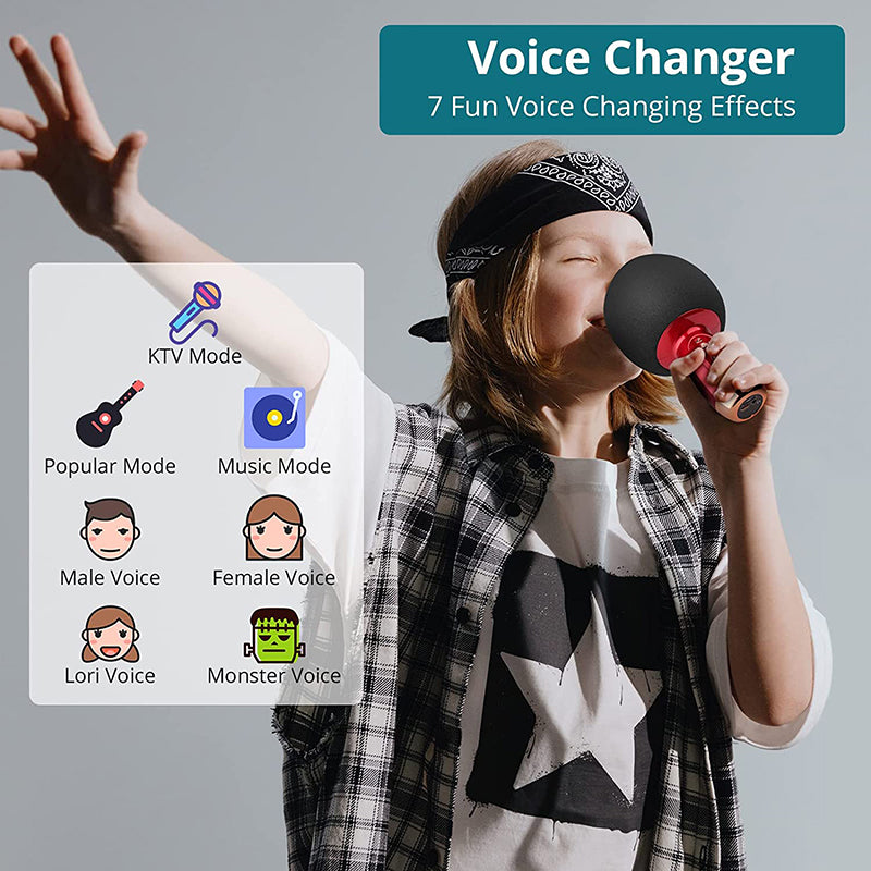 EKLEVOR Karaoke Bluetooth Microphone, Gift for Kids Adults