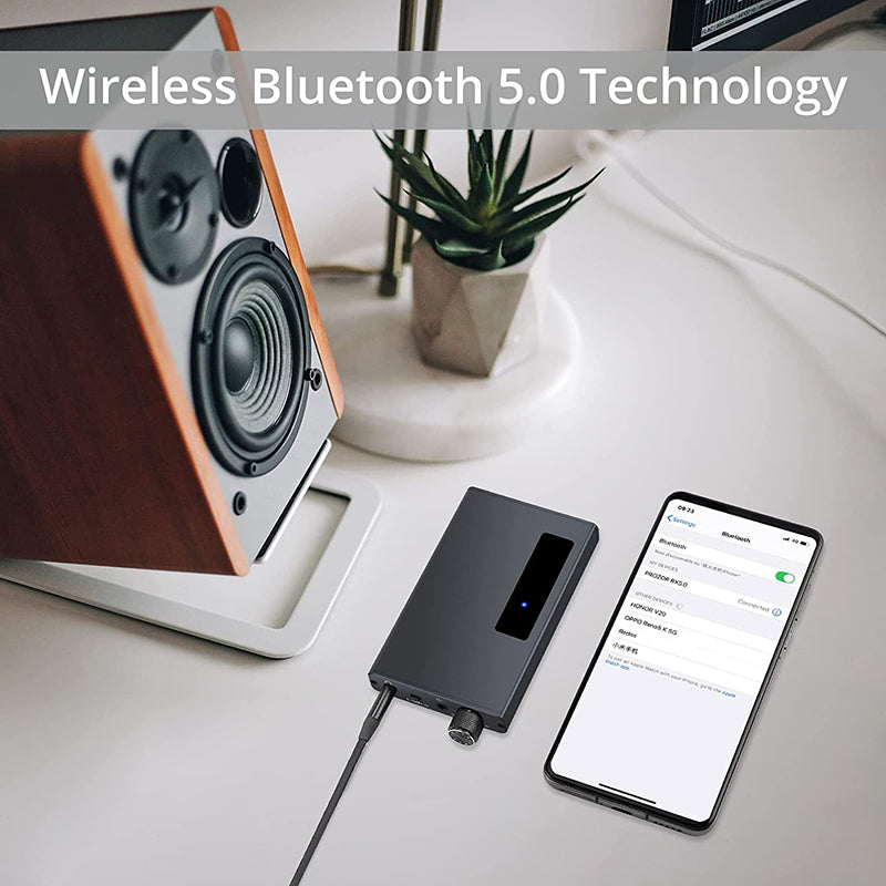 EKLEVOR Portable 3.5mm Headphone Amplifier with Bluetooth 5.0 Receiver