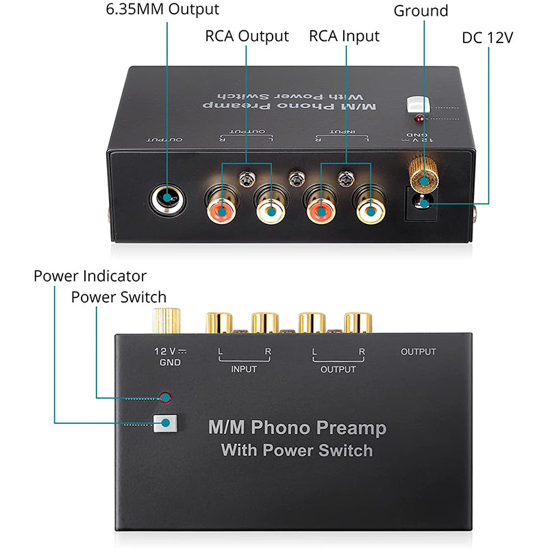 EKLEVOR Phono Preamp M/M with Power Switch